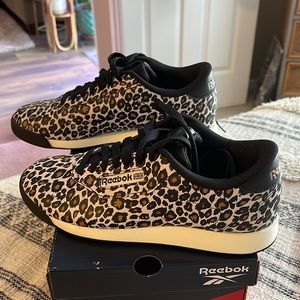 Worn once. Princess leopard print classic Reebok